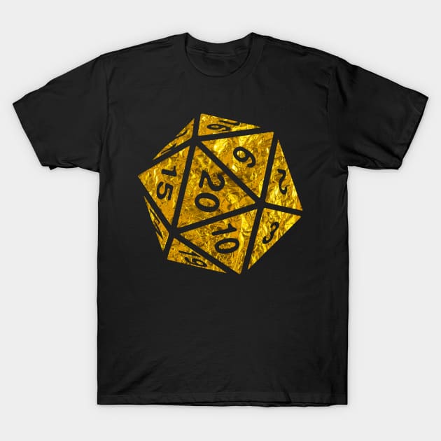 RPG Dice Shirt d20 | Golden Loot Design Gold Foil Pattern T-Shirt by TeesByJay